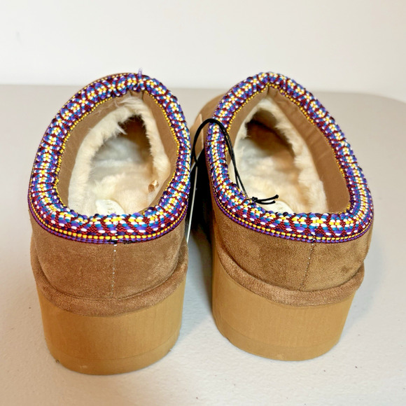 Madden NYC Women’s Cognac Faux Suede Platform Mules Fur Lined Size 10 - Picture 10 of 15